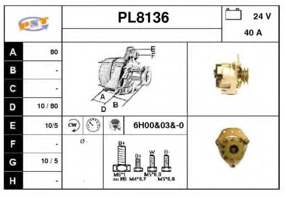 SNRA PL8136 Alternator